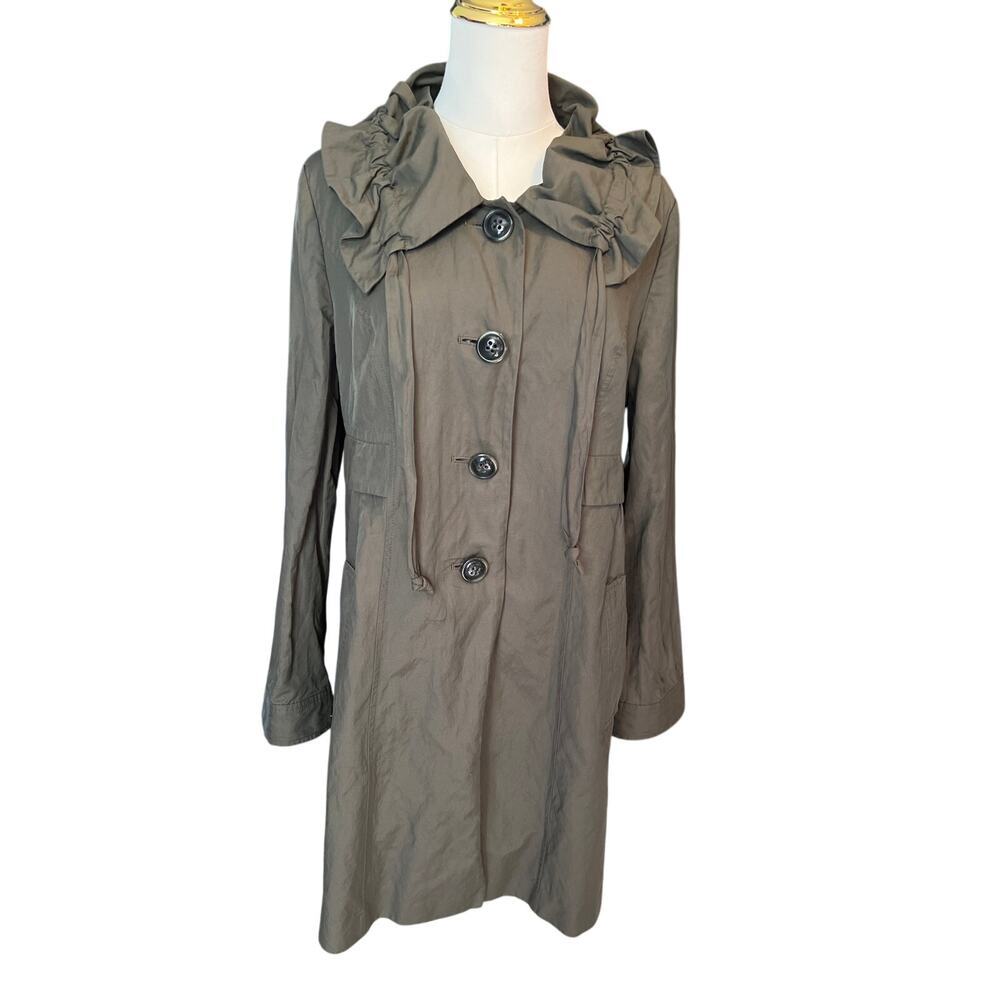 Ann Taylor Loft Dark Green Trench Coat.  Size Medium